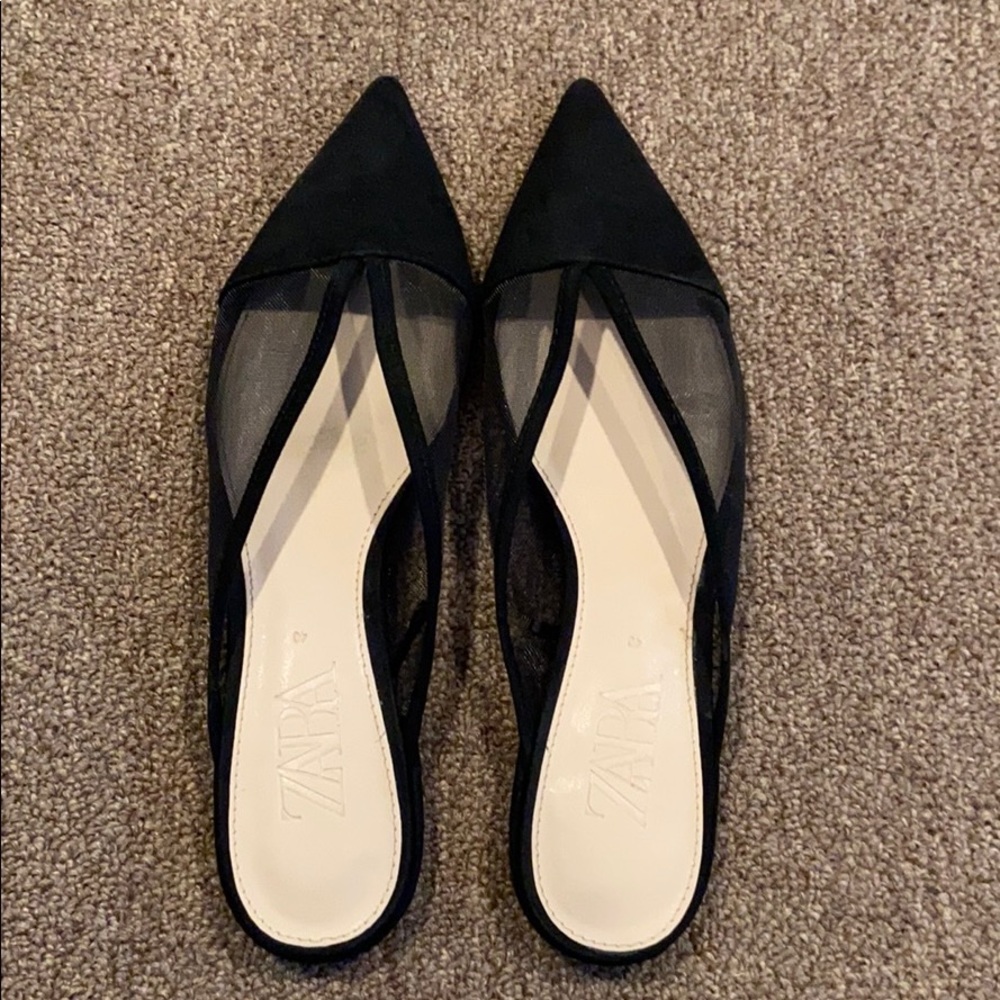Zara Black Backless Flats